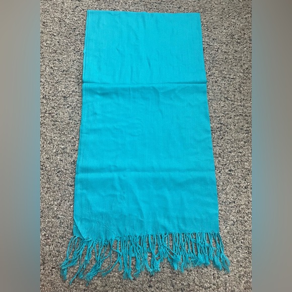 New Vibrant Pashmina Blue Scarf with Fringe
